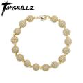 TOPGRILLZ 6mm8mm Big Round Ball Bracelet Hip Hop Charm Bracelet Iced Out CZ Gold Color Bracelet Punk Bling Jewelry For Gift