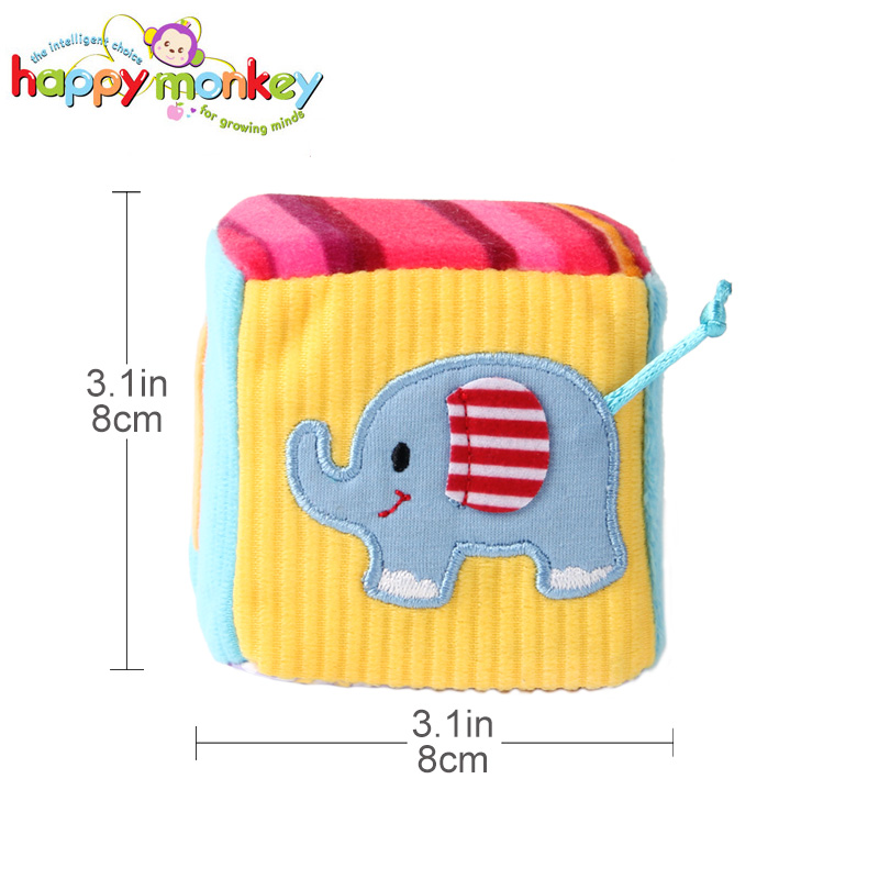 4 PCS Baby Soft Play Activity Block Grasp Cube Set Crinkle Rattle Bell Sound Educational Toys for Children Kids Newborn Gift