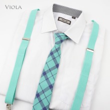 Spring Taste Suspenders Tie Set Mens Ladies Teenager Plaid 6cm 100% Cotton Neck Tie Y-Back Braces Belt Bow Tie Adjustable