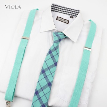 Spring Taste Suspenders Tie Set Mens Ladies Teenager Plaid 6cm 100% Cotton Neck Tie Y-Back Braces Belt Bow Tie Adjustable