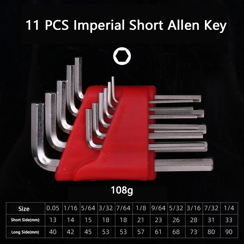 11Pcs Hex Key Set,CR-V Hex Key Wrench,2mm Hex Key Allen Wrench Set,Allen Key Set Sae Metric 12mm Short Arm Tool Set