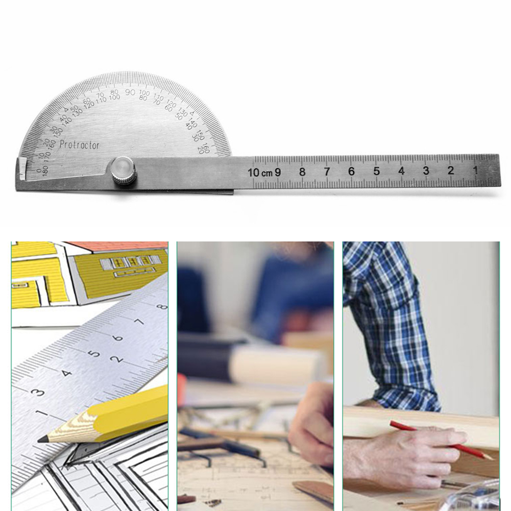 180 Degree Stainless Steel Protractor Angle Finder Rotary Measuring Ruler Machinist Tool Craftsman Ruler goniometer