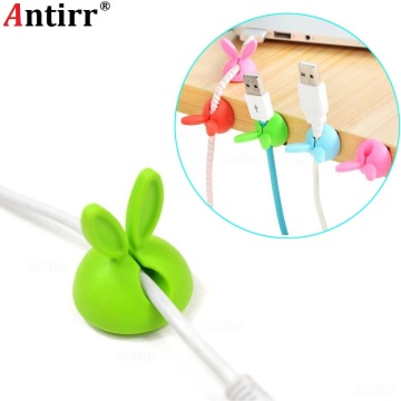 Cute Rabbit Ear Cable Winder Bunny Usb Charger Wire Cord Organizer Clip Tidy Desktop Earphone fixer bobbin clamp Fastener Holder