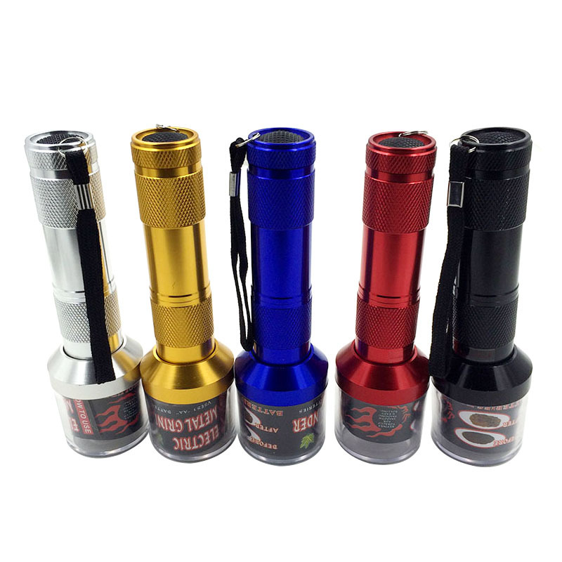 Flashlight Electric Herb Grinder Filter Screen Metal Alumium Alloy Smoking Accessories Tobacco Crusher Handheld Chopper