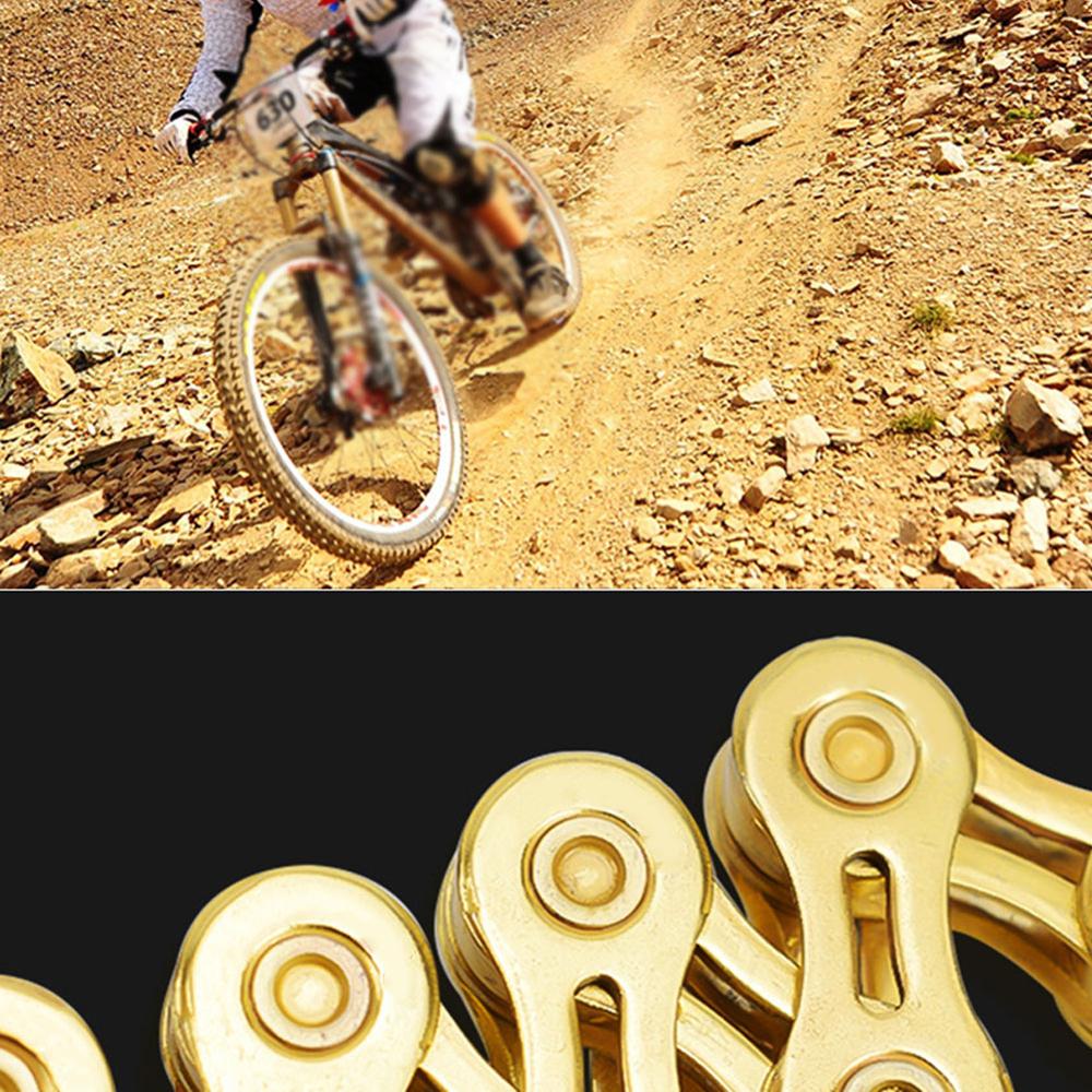 8 speed Bicycle chain silver half hollow bike chain mountain road bike full hollow chains ultralight 116L gold