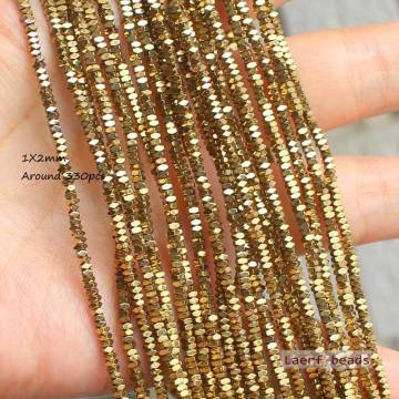 Natural Hematite Plated color Faceted 1X2mm Shining beads 330pcs ,For DIYJewelry making! Mixed wholesale for all items !