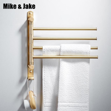 Bathroom brush gold brass towel bars luxury gold brush four towel bars Movable towel bars bathroom towel shelf