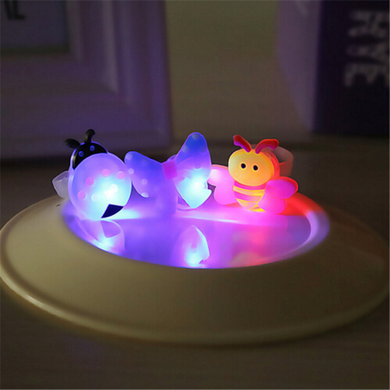 10Pcs/lot Kids Cartoon LED Flashing Light Up Glowing Finger Rings Electronic Halloween Fun Toys Gifts for Children