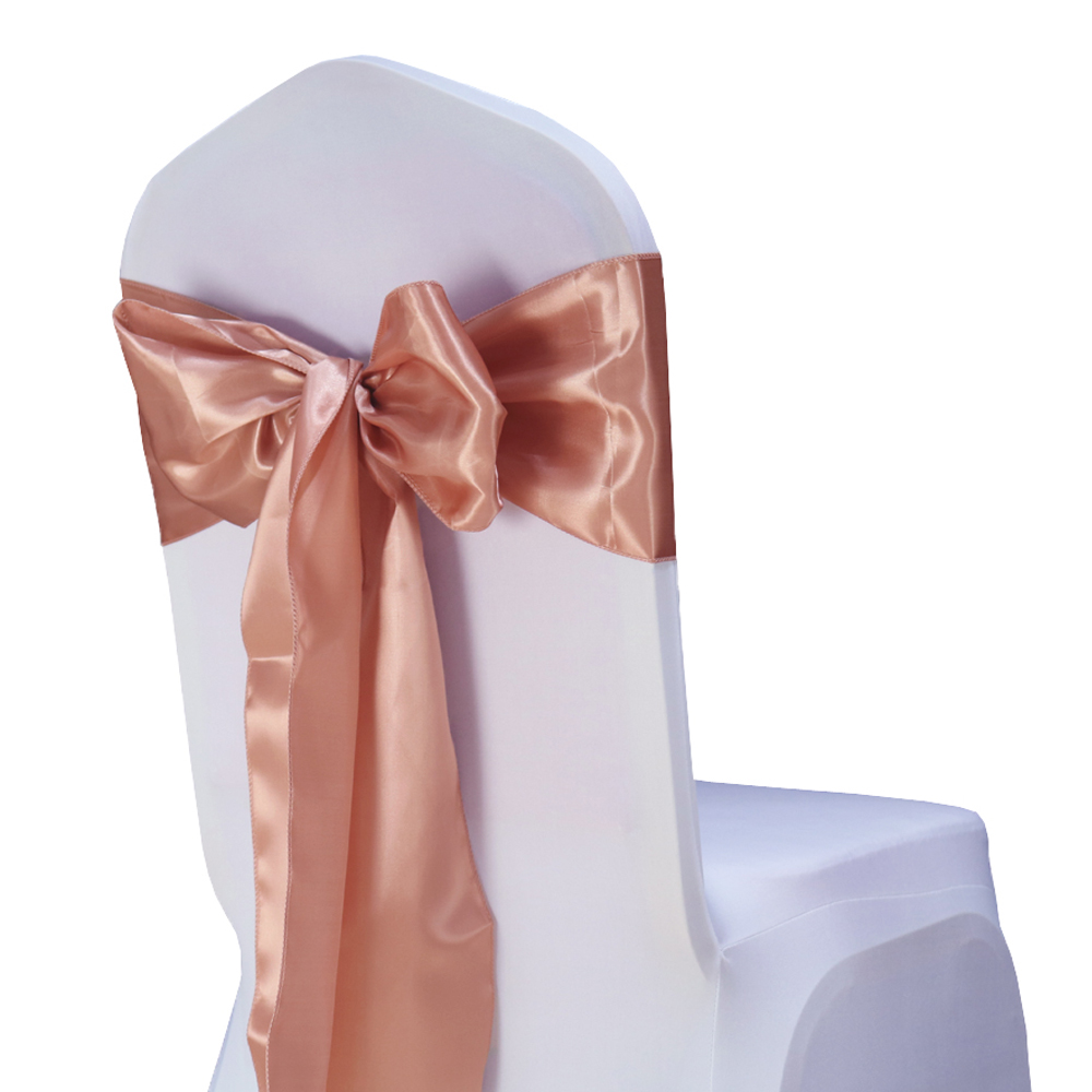 Shipping FREE 25PC/Lot Chair Sashes Bow Tie 7" X108" Wedding Chair Satin Sashes Gold Cover Wedding Decor Party Banquet Venue