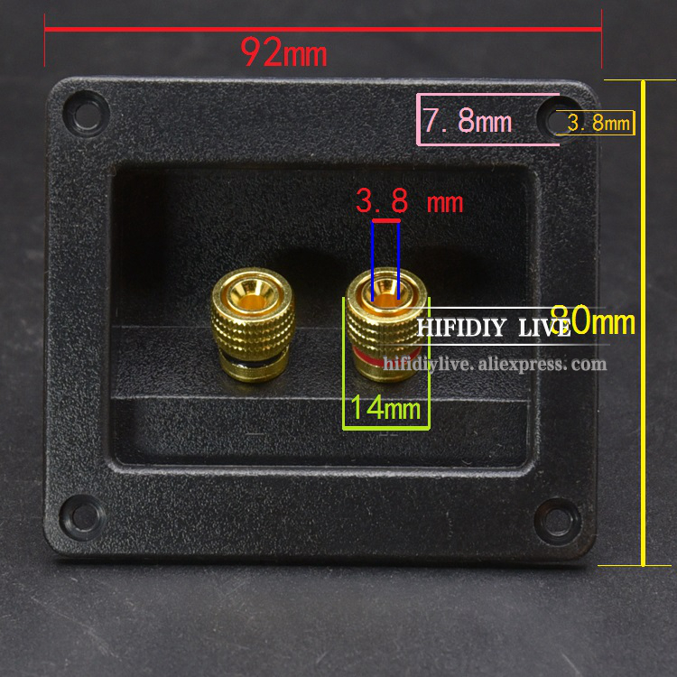 HIFIDIY LIVE Wire Cable Connector / Acoustic Components Speakers Terminal Box Shell 2 copper Binding Post (Install Hole 75x55mm)