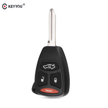 KEYYOU 4 Button Remote Key Fob Case Shell With Keychain For Chrysler 300 /Aspen /Jeep /Dodge