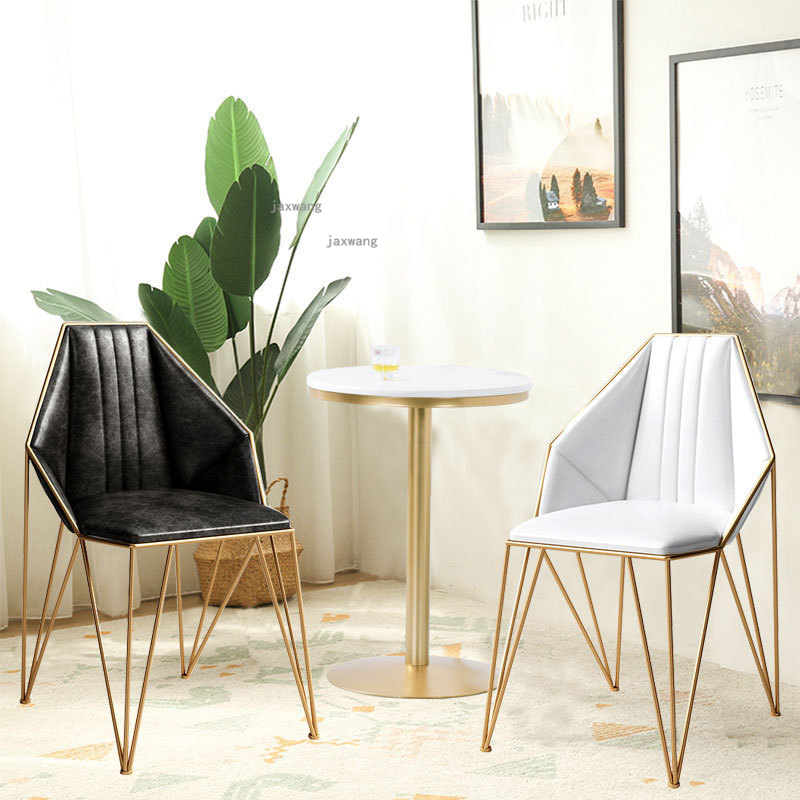 Nordic Backrest Gold Dining Chair Fashion Restaurant Customized Negotiation Chair Modern Leisure Dining Chairs Hotel Furniture