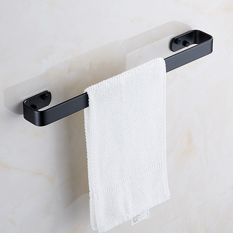 Solid Space Aluminum Matte Black Towel Bar Single Towel Rack Bathroom Accessories Wall Mounted Towel Holder 20/30/40/50 cm