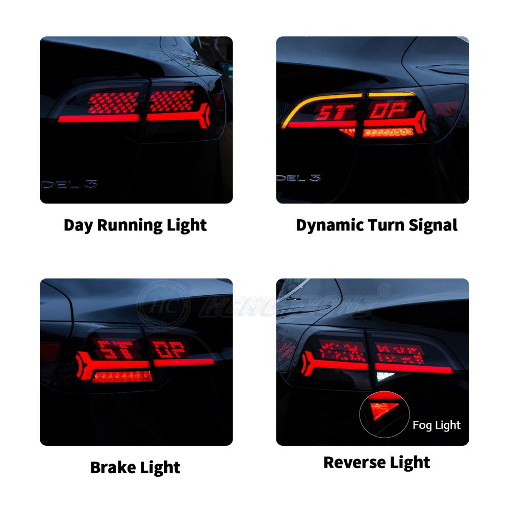 HCMOTIONZ OLED LED Tail Lights For Tesla Model 3 Model Y Selectable pattern 2017-2021