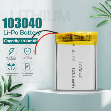 3.7V 1200mAh 103040 Lithium Polymer LiPo Rechargeable Battery For MP3 MP4 GPS PSP VR DVR DVD mobile video game Tablet Power bank