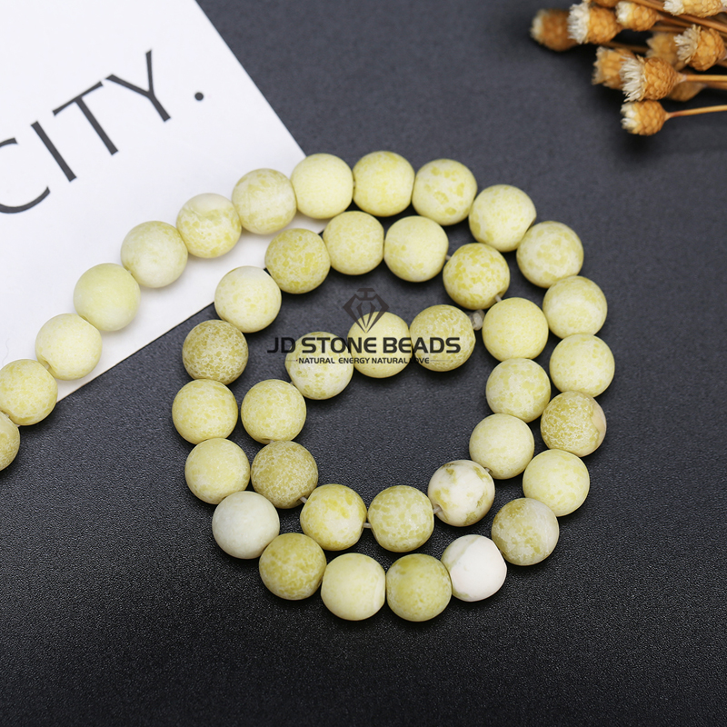 Natural Yellow Jade Frost Chalcedony Faceted Lemon Chalcedony Gobi Jade4 6 8 10mm Handmade Bracelet Accessory For Jewelry Making