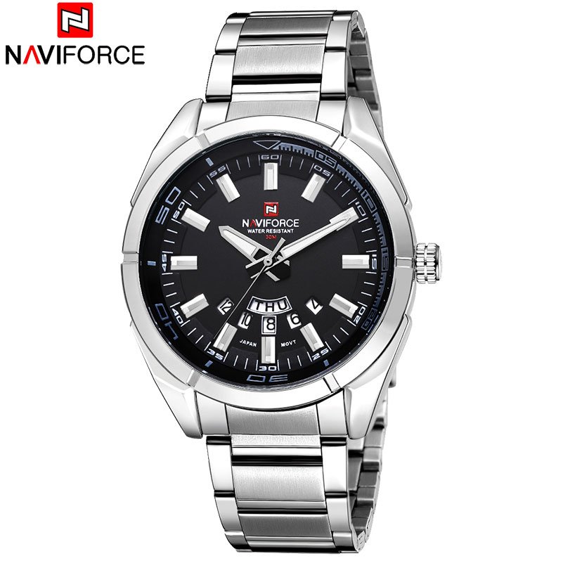 NAVIFORCE Brand Men Watches Business Quartz Watch Men's Stainless Steel Band 30M Waterproof Date Wristwatches Relogio Masculino