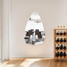 Irregular triangular shaped ground glass hang mirror