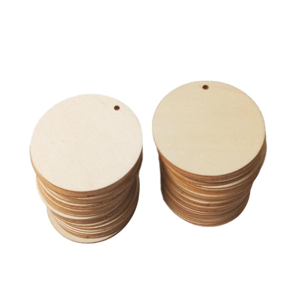 50pcs 3cm/4cm/5cm Unfished Blank Natural Shabby Chic Wood Circle Round Disks With 2 Hole Favor Tags Pendants DIY Crafts