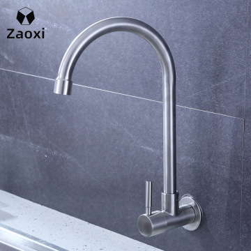 ZAOXI New Stainless Steel Kitchen Faucet Brushed Process Swivel Basin Faucet 360 Degree Rotation Hot&Cold Water Mixers Tap L127