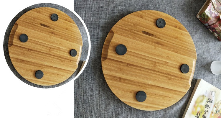 Western Natural Round bamboo wooden tray with stone slate steak Sushi BBQ plate meat fruit Dessert cake Mousse pizza dishes