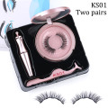 2Pairs Magnetic Eyelashes 3D False Mink Eyelashes Magnet Lashes Magnetic Liquid Eyeliner&Magnetic False Eyelashes & Tweezer Set