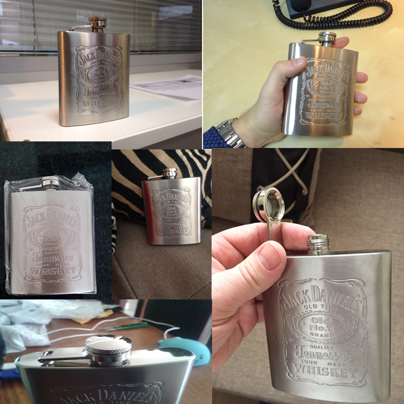 Pocket Portable Stainless Steel Hip Flask 7oz Wine Mug Wisky Bottle With Box Mini Drinkware Alcohol Bottle For Drinker Men Gifts