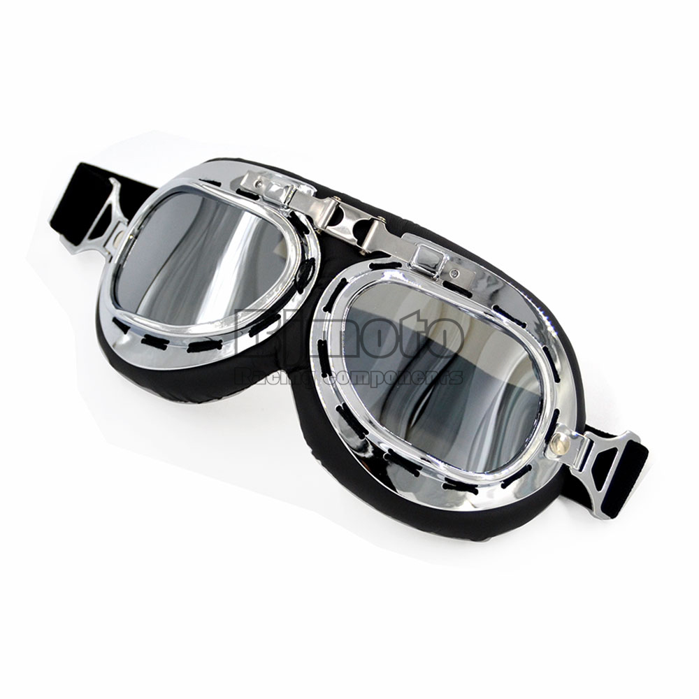 BJMOTO Universal Vintage Pilot Biker Old Shool Motorcycle Glasses for Helmet Open Face Half Cycling Cruiser Steampunk ATV