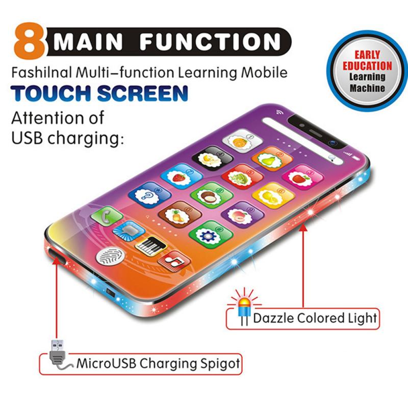 Kids Smart Screen Mobile Phone Toy Multi-function Simulation Mobile Phone Baby Early Educational Toys English Learning Machine