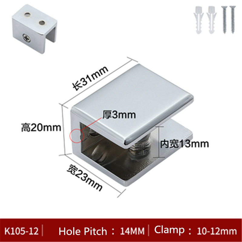 2pcs/lot Square shape chrome finished Zinc Alloy Glass Clamps Shelves Support Bracket Clips For 5 to 12mm glass board