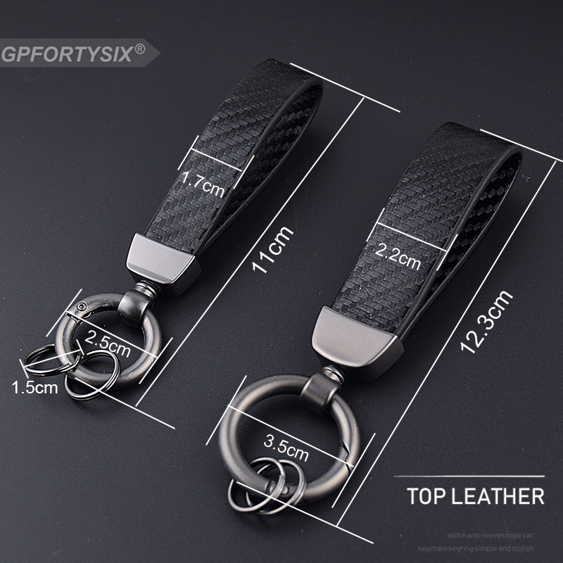 Motorcycle Car Keychain Carbon Fiber Leather Black Zinc Alloy Key Chain Key Rings Gift Auto Styling Accessories For BMW Honda