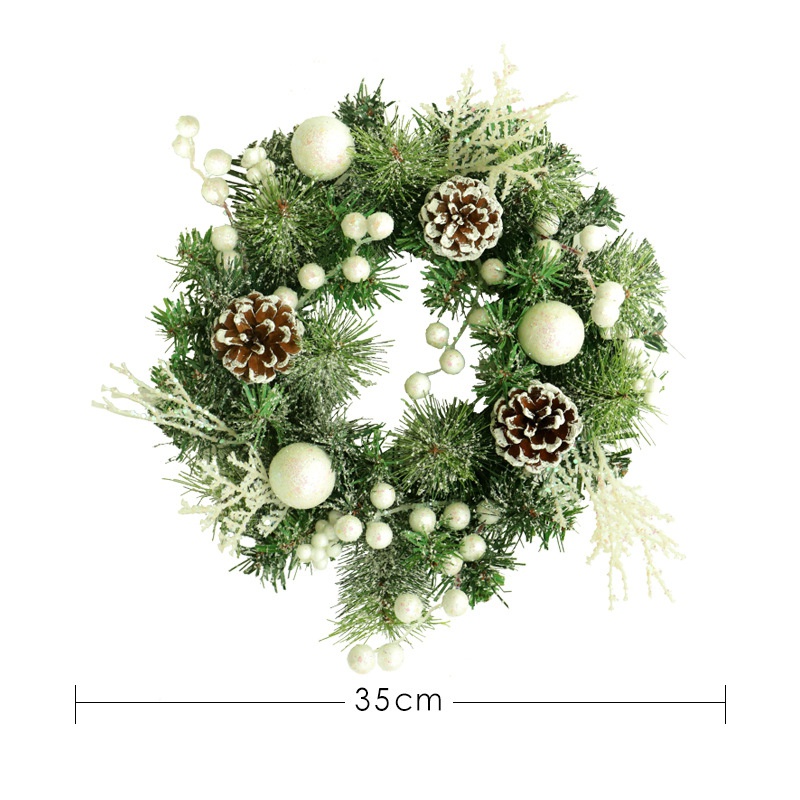 Round Wreath Christmas Artificial Pine Needle Ginkgo Nut Garland Shop Window Party Wall Hanging Ornament Home Decoration Crafts