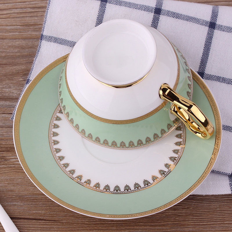 GLLead European Style High Quality Bone China Teacup Ceramic Tea Cups Golden Porcelain Coffee Cup And Saucer Sets