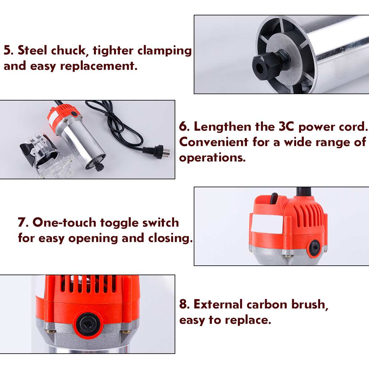 1200W 220V Electric Wood Trimmer Laminator 35000r/min Router Joiners Tool Set Aluminum+15pcs 6.35mm Collet Diameter Wood Router