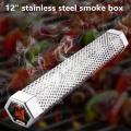 1PC Stainless Steel BBQ Smoke Box Tube Wood Chip Smoker Washable Barbecue Smoker Filter Tube Outdoor BBQ Tool Dropship