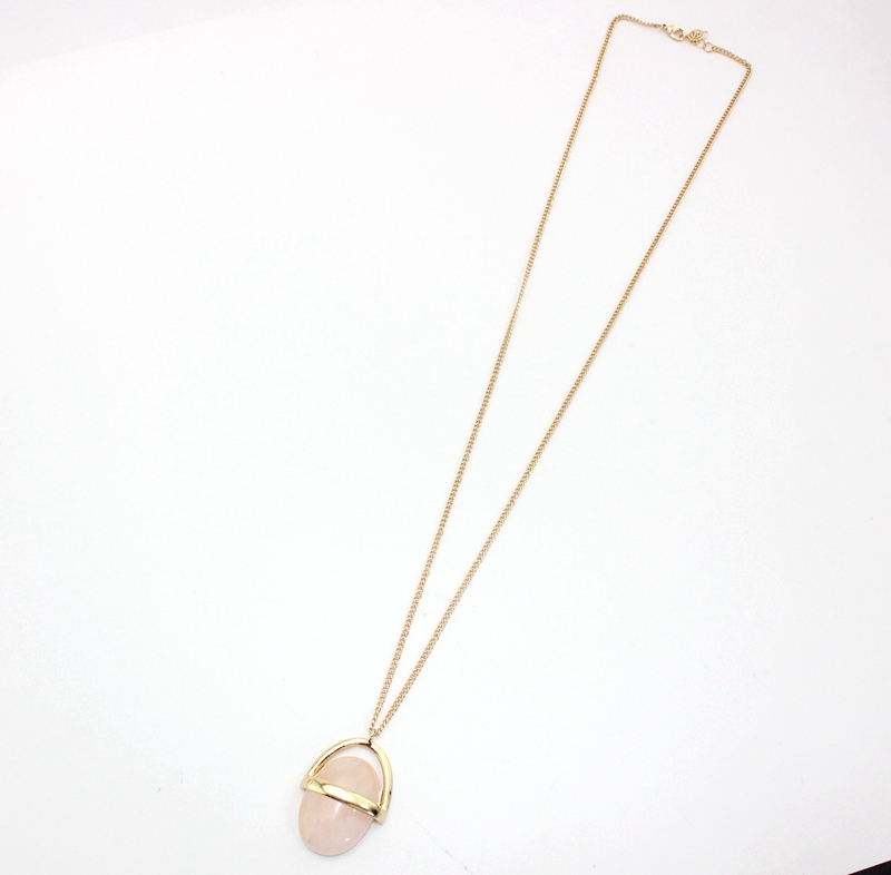 AE-xl20439 / sweet girl jewelry / Exclusive design European style jewelry oval Long Necklace inlaid natural barite powder