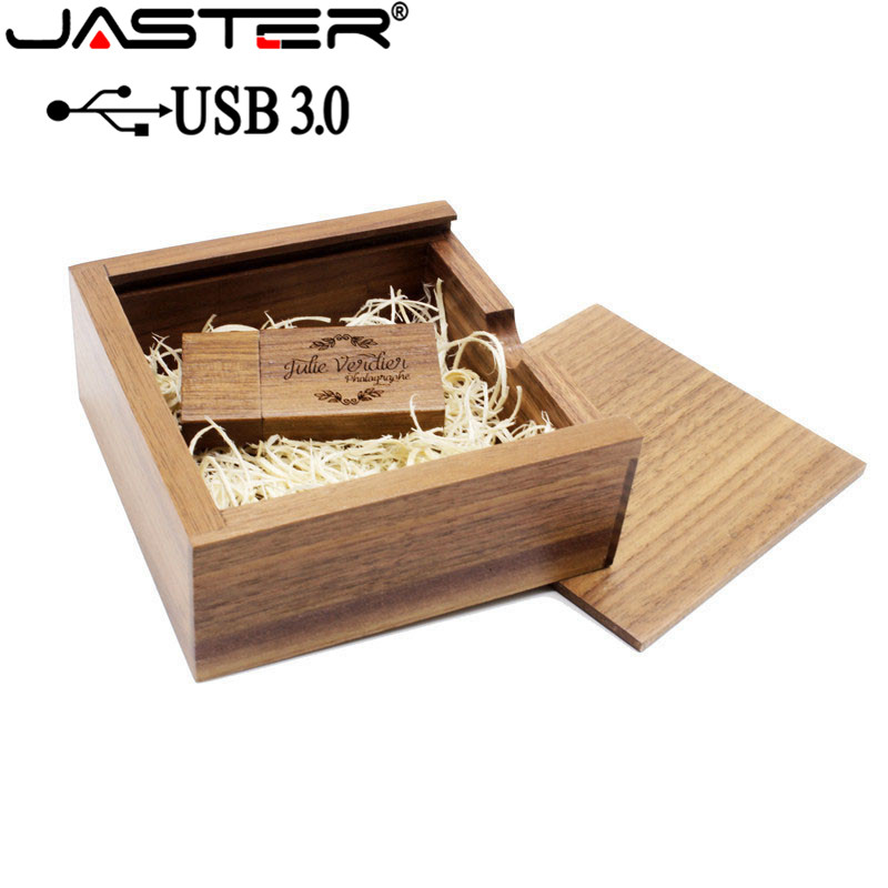 JASTER USB 3.0 walnut maple wood Photo Album usb+Box usb flash drive Pendrive 64GB 16GB 32GB Wedding gift box (105mm*95mm*40mm)