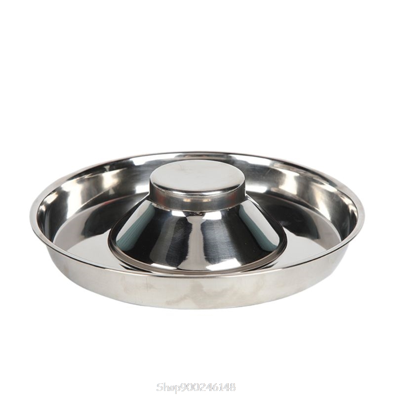 Pet Stainless Steel Dog Bowl Puppy Litter Food Feeding Dish Weaning SilverStainless Feeder Water Bowl O12 20 Dropship