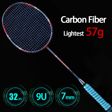 Chinese Style Professional Ultralight 9U 57G Full Carbon Fiber Badminton Rackets With String Bags Max 32LBS Racket Sports Padel
