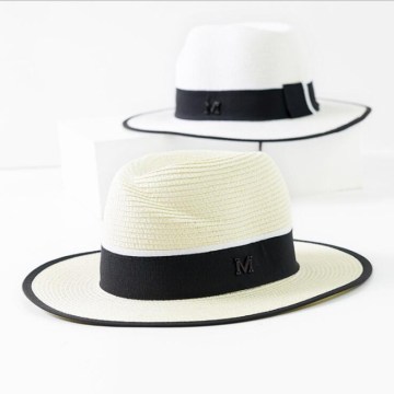 oZyc new fashion panama hat Large Brim Sun bonnet Straw hat Women's Summer Sun Hat with Ribbon Foldable Adjustable
