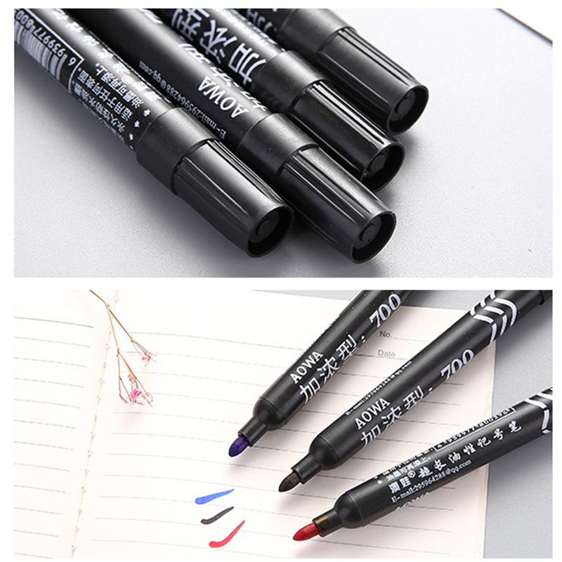 1pc Black/Red/BlueMark Oily Pen Permanent Note Pen Multifunction Marker Waterproof Pen Office School Supplies Large Capacity Pen