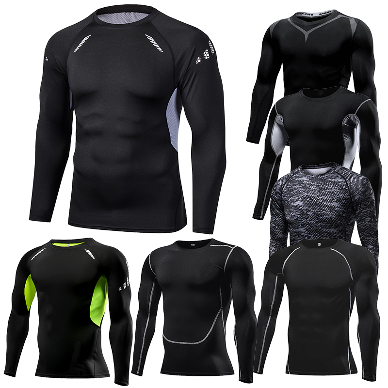 Men Compression Running T Shirt Fitness Tight Long Sleeve Sport Tshirt Training Jogging Gym Sportswear Quick Dry Rashgard