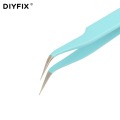 DIYFIX Eyelash Extension Tweezers Curved Tips Stainless Steel Forceps for Nail Art Rhinestones Gem Decor Picking Hand Tool