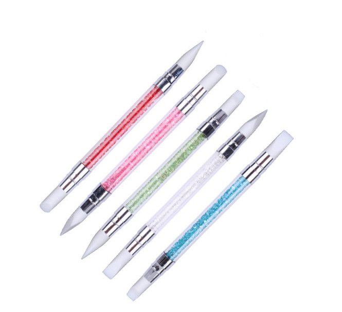 Full Beauty Dual-ended 2 Ways Silicone Nail Art Sculpture Pen 3D Carving DIY Glitter Powder Liquid Manicure Dotting Brush