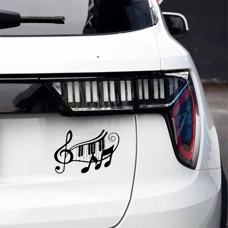 YJZT 17.8CM*11.9CM Music Rock Piano Symbols Vinyl Car sticker Art Decals Black Silver C13-000620