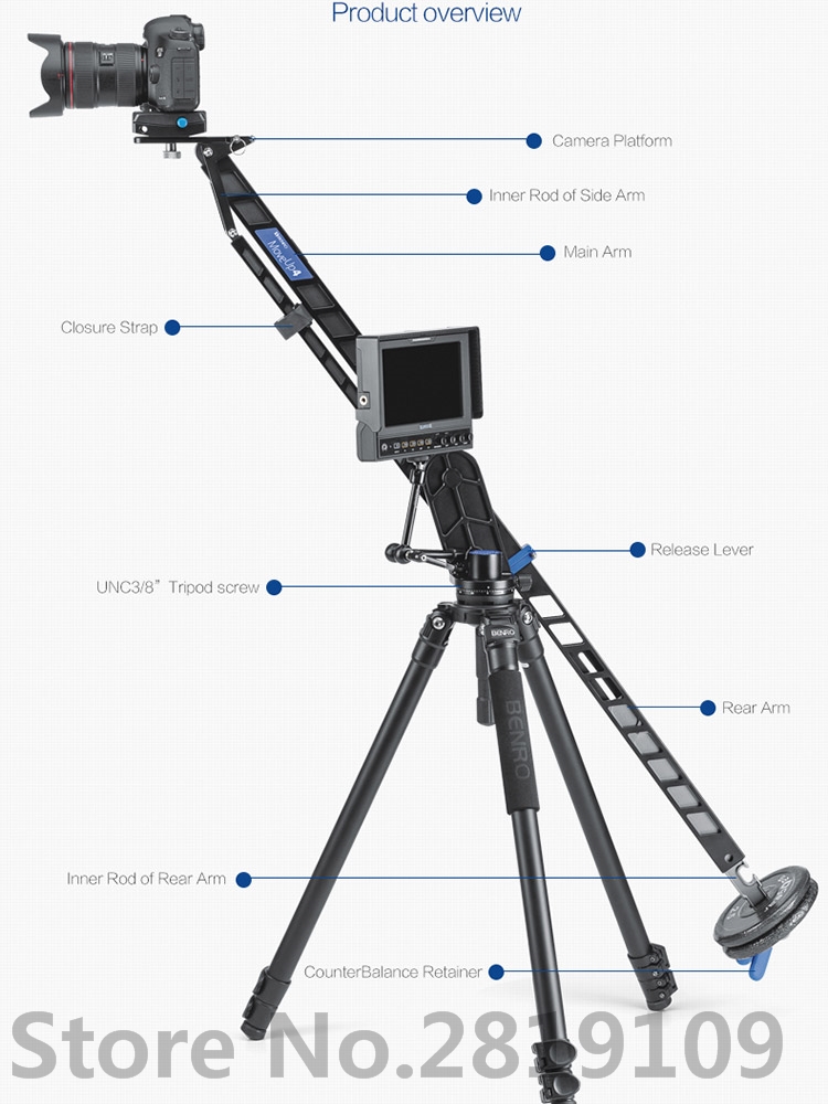 Benro MoveUp4 Travel Video Jib crane Professional Auminium Portable Pro DSLR Video Camera Crane Jib Arm Max Load To 4kg A04J18