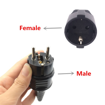 Black EU 16A 250V Korea Russia France Germany Grounded Industry Assemble Wired Power Cable Connector Female Male Socket Plug