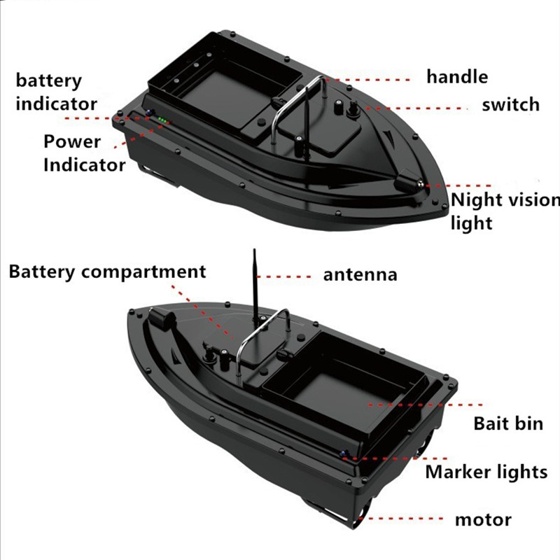 Cruise control Fishing Bait Boat 500m RC Distance With 12000Mah Battery Carry Bag RC Bait Boat Pull the net Big Hopper 2KG Load