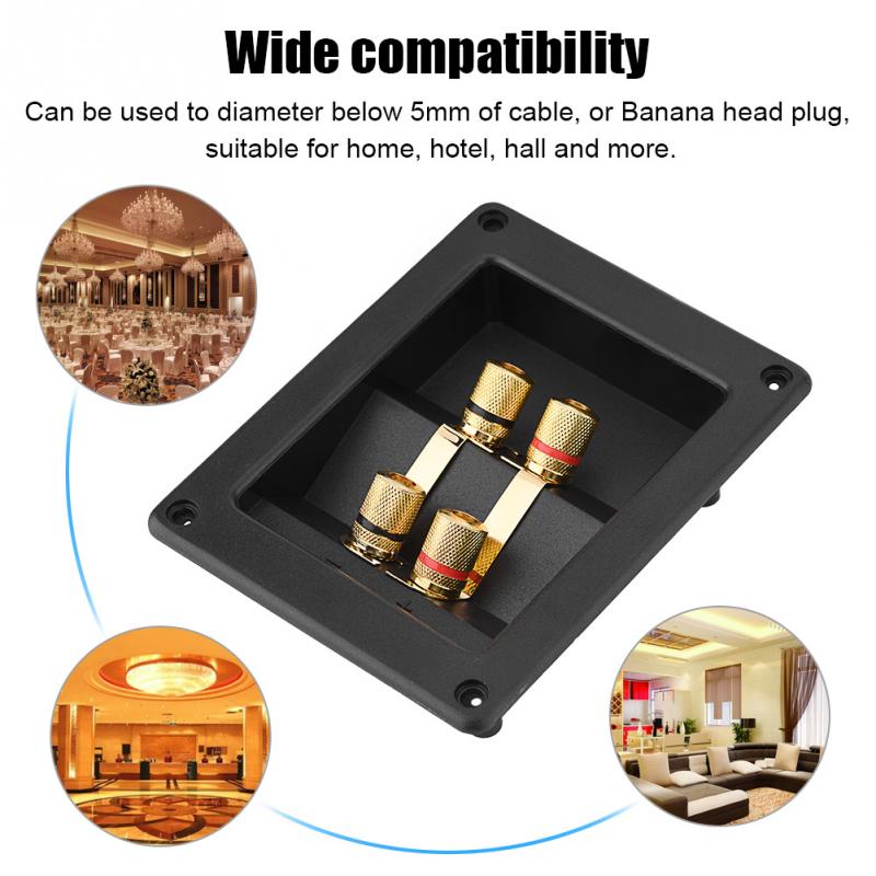 4 Copper Binding Post Terminal Cable Connector Speaker Terminal Box Acoustic Components Black