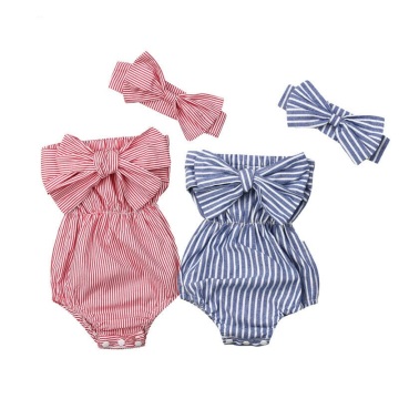 Newborn Infant Baby Girls Off Shoulder Striped Romper Bodysuit Jumpsuit Outfits Off Shoulder Romper Bodysuit Bowknot Romper